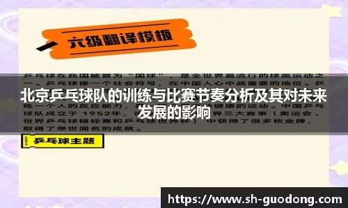 北京乒乓球队的训练与比赛节奏分析及其对未来发展的影响