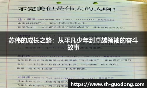 苏伟的成长之路：从平凡少年到卓越领袖的奋斗故事